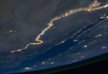 Nile River and the Sinai Peninsula at Night (NASA, International Space Station, 08/18/11)