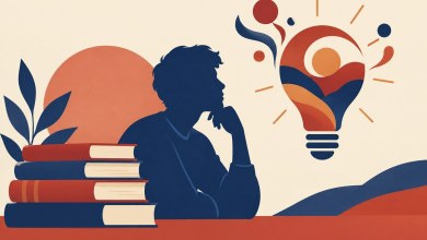 11. sınıf Felsefe dersi için düşünen insan silüeti ve kitaplar