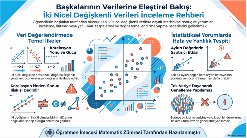 Başka öğrencilerin verileri üzerinde iki nicel değişkenin incelenmesi ve yorumlanması için bir rehber.